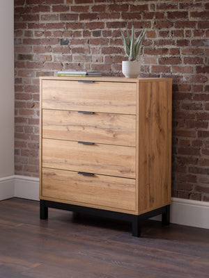 Bali 4 Drawer Chest - Light Oak Effect