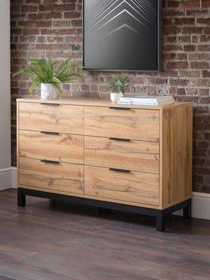 Bali 6 Drawer Wide Chest - Light Oak Effect