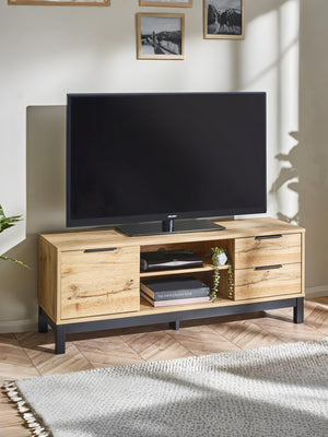 Bali 2 Drawer TV Unit up to 55 Inch - Light Oak Effect