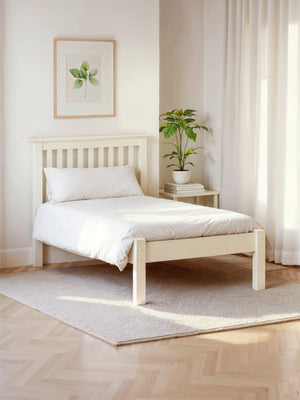 Barcelona 90cm Single Stone White Low Footend Bed
