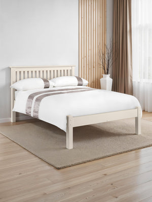 Barcelona 135cm Double Stone White Low Footend Bed