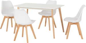Bendal Dining Set - White/Beech/White Faux Leather