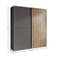 Berno Light Oak and Dark Grey Sliding 2 Door Wardrobe