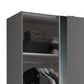 Berno Light Oak and Dark Grey Sliding 2 Door Wardrobe With Mirror