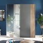 Berno Light Oak and Dark Grey Sliding 2 Door Wardrobe With Mirror