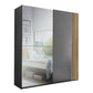 Berno Light Oak and Dark Grey Sliding 2 Door Wardrobe With Mirror