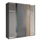 Berno Light Oak and Dark Grey Sliding 2 Door Wardrobe With Mirror