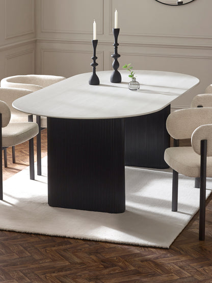 Bolivia 220cm White Stone Effect Oval Dining Table