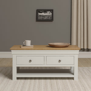 Bordeaux 2 Drawer Coffee Table - IVORY/OAK