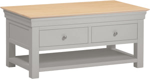Bordeaux 2 Drawer Coffee Table - Pebble Grey/Oak