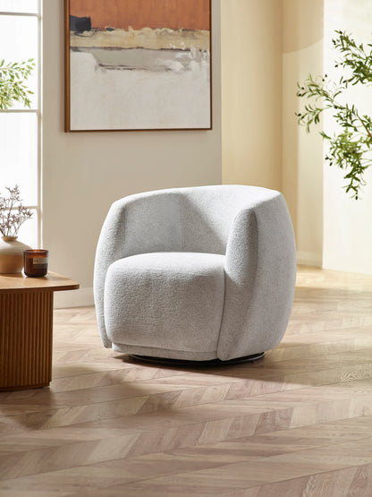 Bowline Cream Chenille Upholstered Swivel Accent Chair