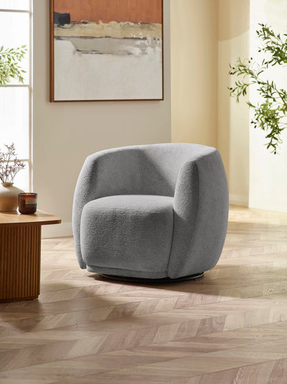 Bowline Grey Chenille Upholstered Swivel Accent Chair