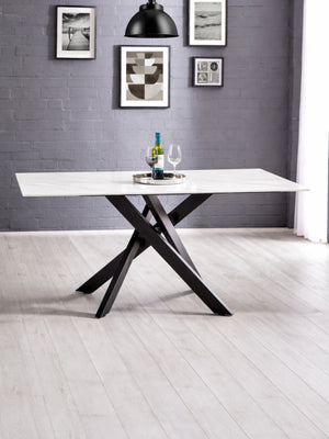 Bradley White Marble Dining Table