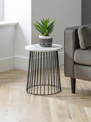Broadway Round Lamp Table - White Marble