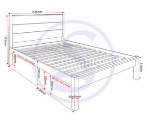 Barton 4'6" Bed - WAXED PINE