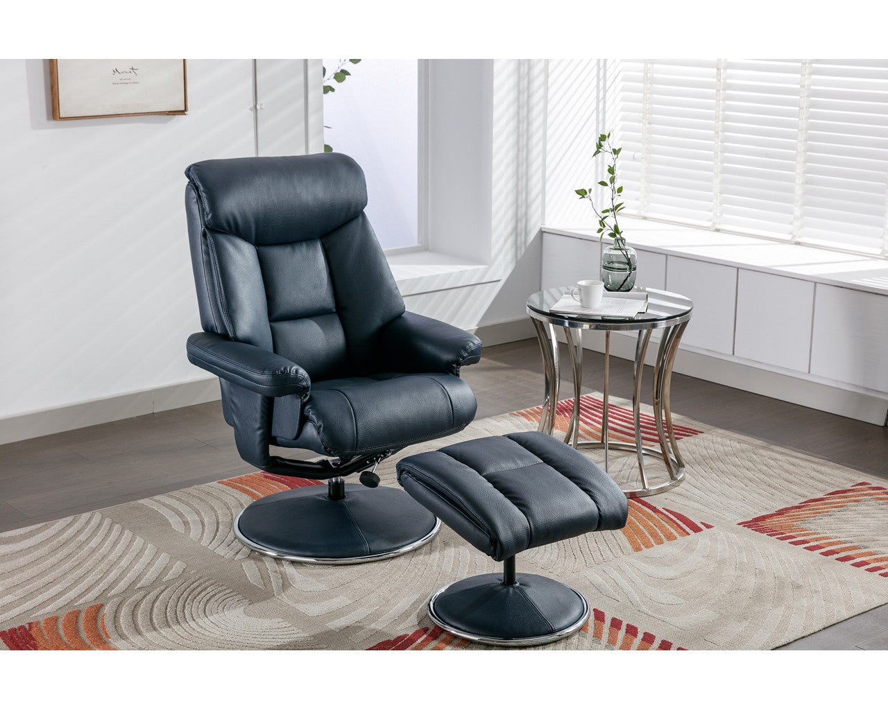 Swivel Recliner Chair Collection - Biarritz: Navy Plush