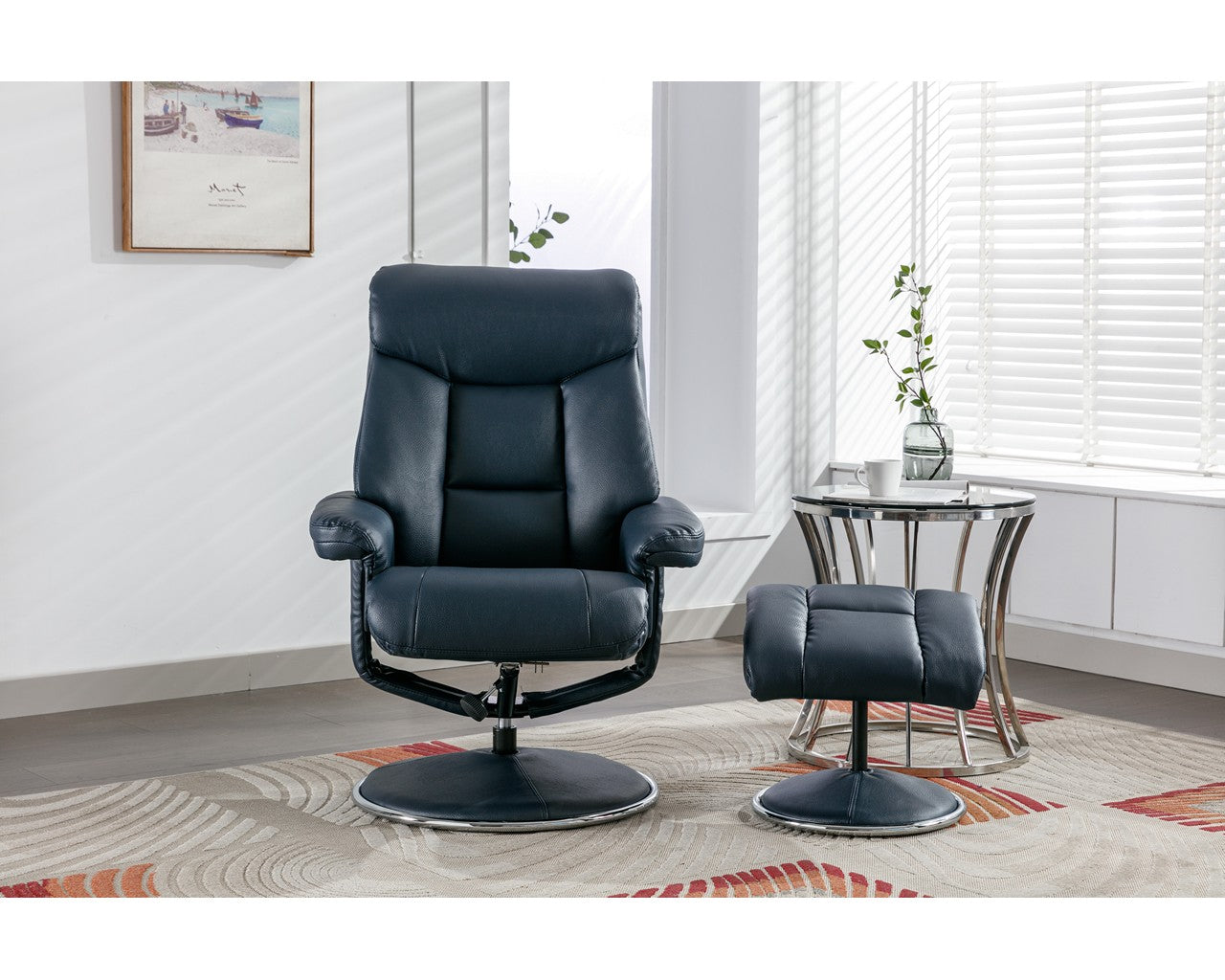 Swivel Recliner Chair Collection - Biarritz: Navy Plush