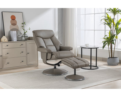 Swivel Recliner Chair Collection - Biarritz: Grey Plush
