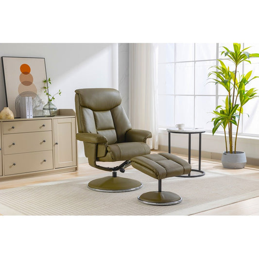 Swivel Recliner Chair Collection - Biarritz: Olive Green Plush