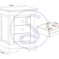 Bordeaux 3 Drawer Bedside - IVORY