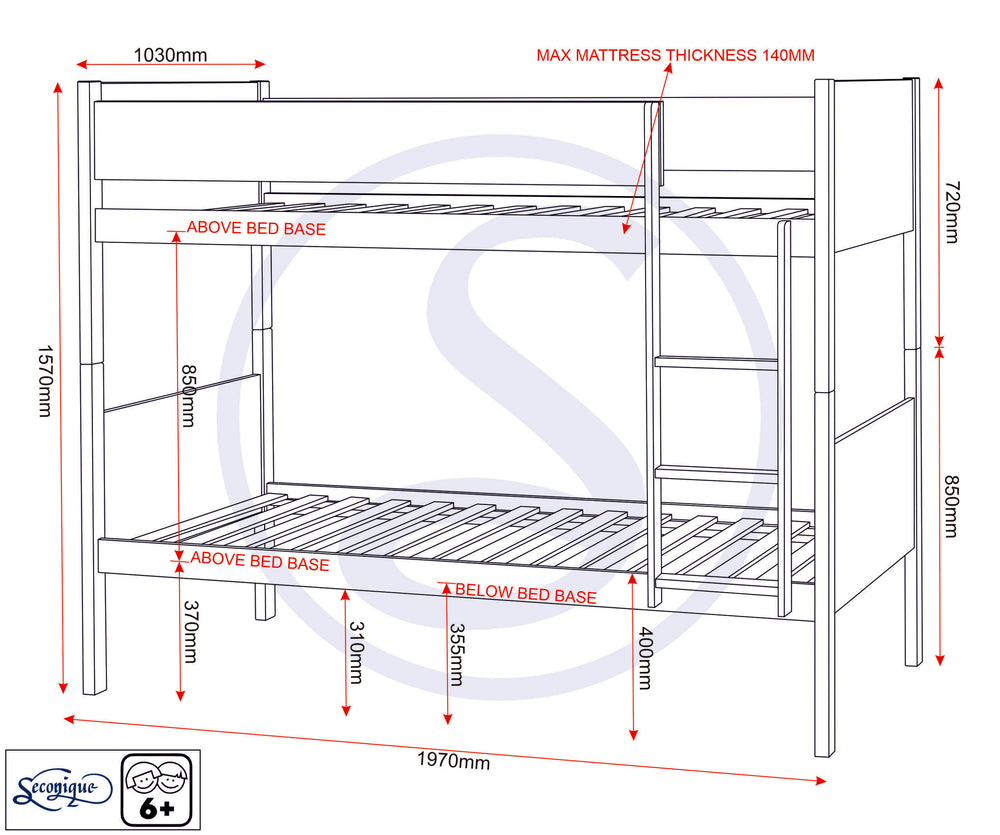 Bruno 3' Bunk Bed - WHITE