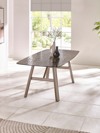 Callisto 200cm Rectangular Smoked Bubble Glass Dining Table