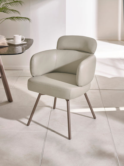 Set of 2 Callisto Beige Faux Leather Swivel Dining Chairs