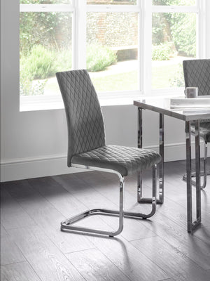 Set Of 4 Calabria Velvet Cantilever Chairs - Grey
