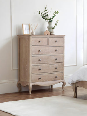 Camille French Style 6 Drawer Chest (4+2) - Limed Oak