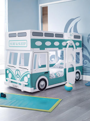 Campervan 90cm Single Green/White Bunk Bed