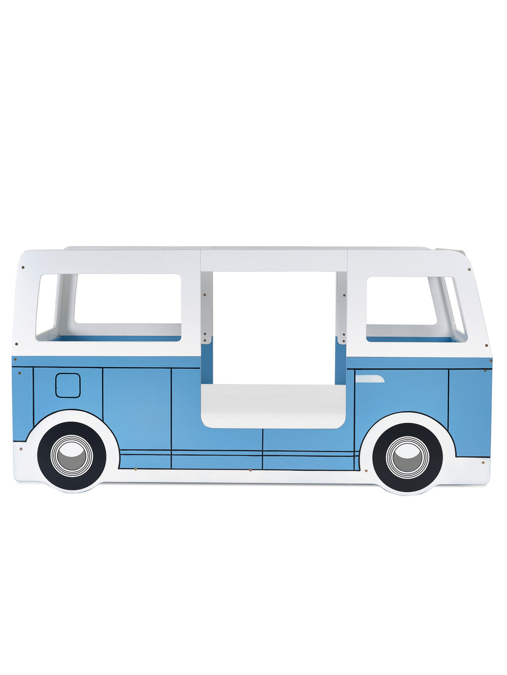 Campervan 90cm Single Blue and White Bed