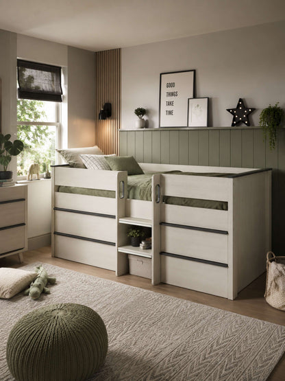 Celeste Midsleeper with Drawers - Nordic Wood Effect