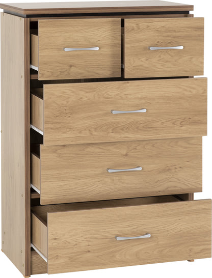 Charles 3+2 Drawer Chest - OAK EFFECT VENEER