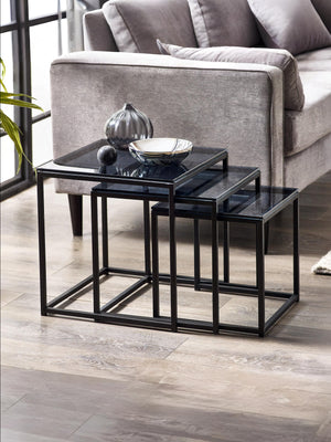 Chicago Nest Of 3 Tables Smoked Glass