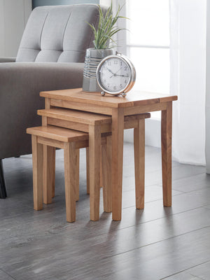 Cleo Nest of 3 Side Tables - Light Oak Effect