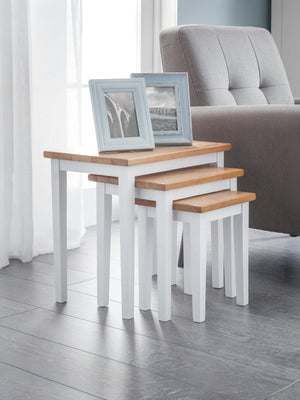 Cleo Nest of 3 Side Tables - White/Oak Effect