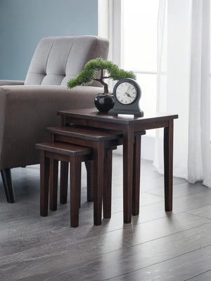 Cleo Nest of 3 Side Tables - Mahogany Effect
