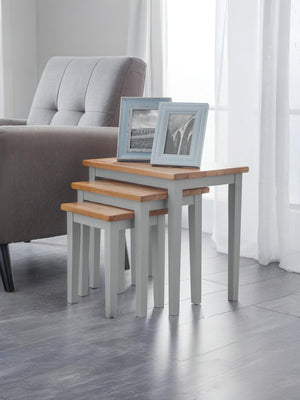 Cleo Nest of 3 Side Tables - Grey/Oak Effect