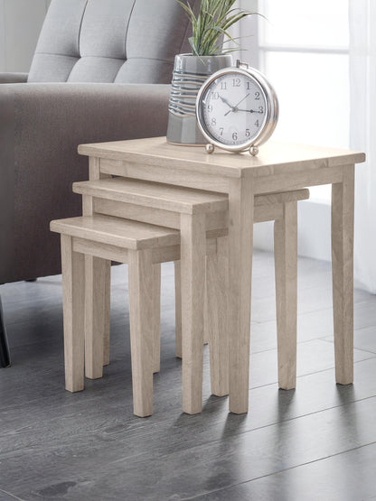 Cleo Nest of 3 Side Tables - White Wash Effect