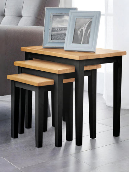 Cleo Nest of 3 Side Tables - Black/Oak Effect
