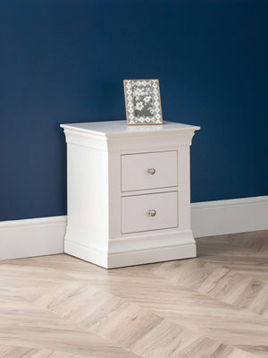 Clermont 2 Drawer Bedside - Surf White