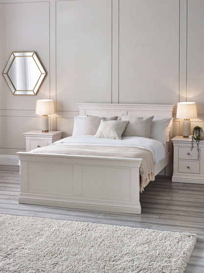 Clermont 150cm King White Bed