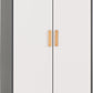 Cleveland 2 Door Wardrobe - WHITE/GREY METAL EFFECT