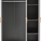 Cleveland 3 Door Wardrobe - WHITE/GREY METAL EFFECT