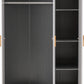 Cleveland 3 Door Wardrobe - White/Grey Metal Effect