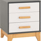 Cleveland 3 Drawer Bedside - White/Grey Metal Effect
