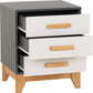 Cleveland 3 Drawer Bedside - WHITE/GREY METAL EFFECT