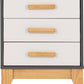 Cleveland 3 Drawer Bedside - White/Grey Metal Effect