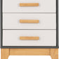 Cleveland 3 Drawer Bedside - WHITE/GREY METAL EFFECT