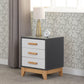 Cleveland 3 Drawer Bedside - WHITE/GREY METAL EFFECT